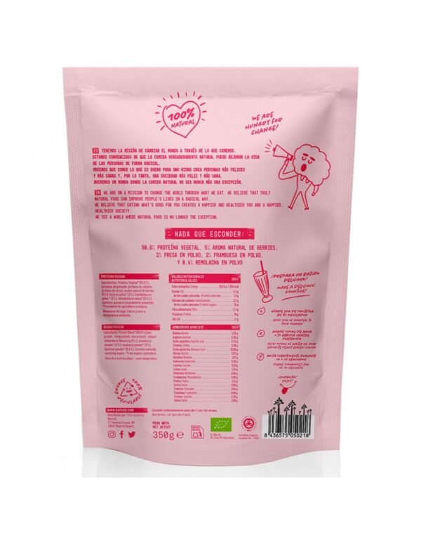 Proteína Vegana Frambuesa y Fresa Natruly Bio 350g - Imagen 2