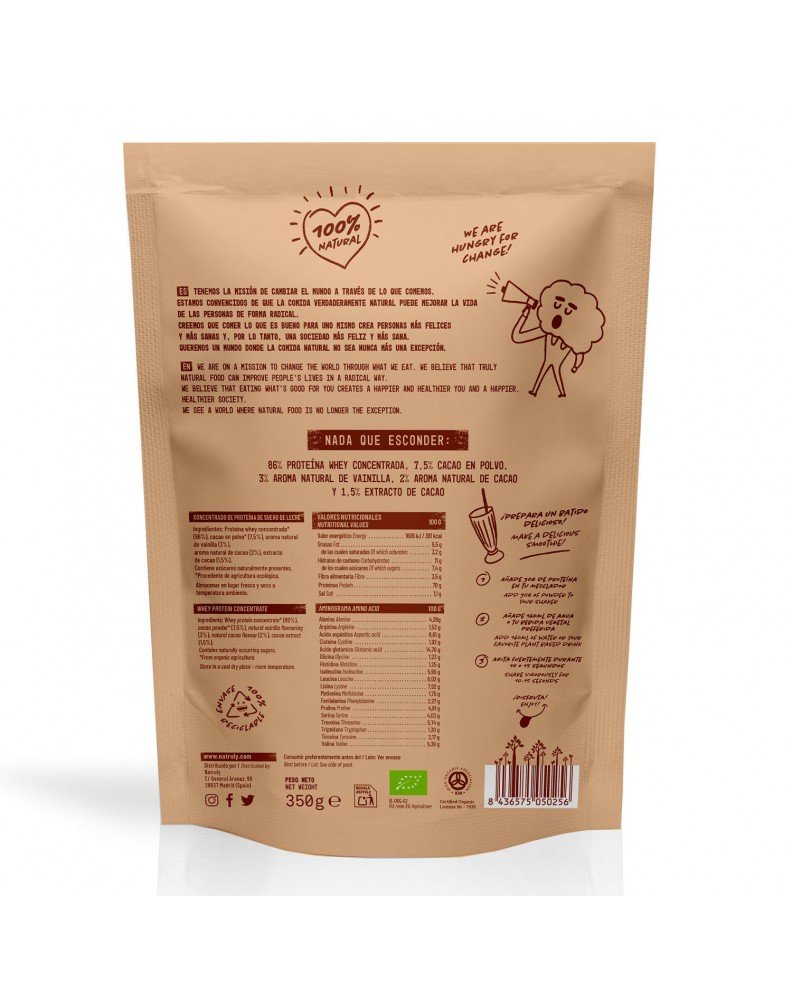Proteína Whey Suero de Leche Chocolate Natruly Bio 350g - Imagen 2