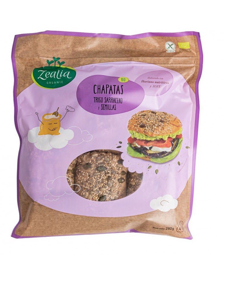 Chapatas Sarraceno y Semillas Sin Gluten Zealia Bio 280g