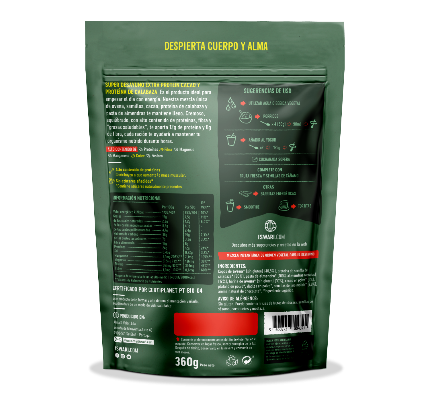 Super Desayuno Extra Protein - Cacao Y Proteína de Calabaza - Imagen 2