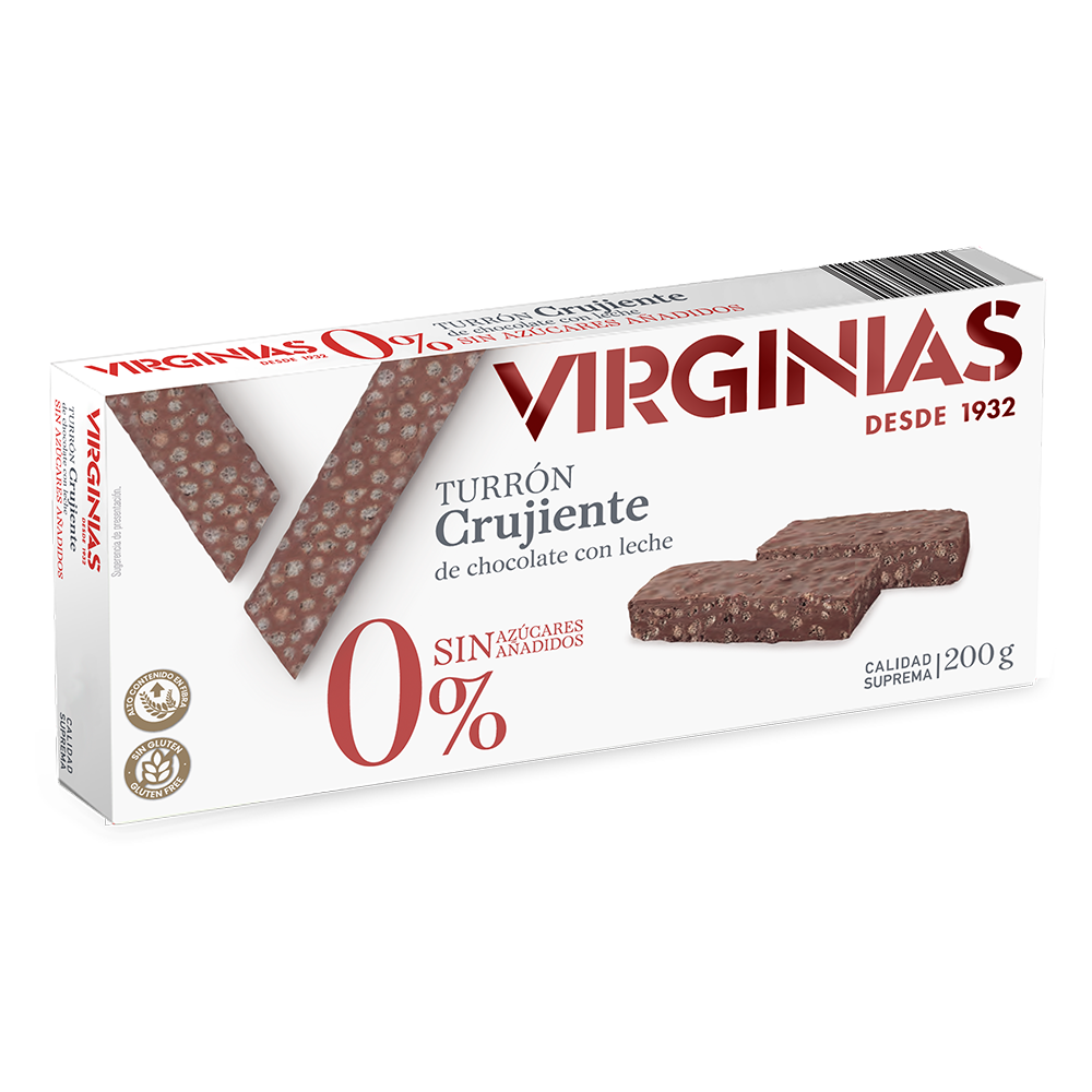 TURRÓN CHOCOLATE CRUJIENTE SIN AZUCAR/GLUTEN