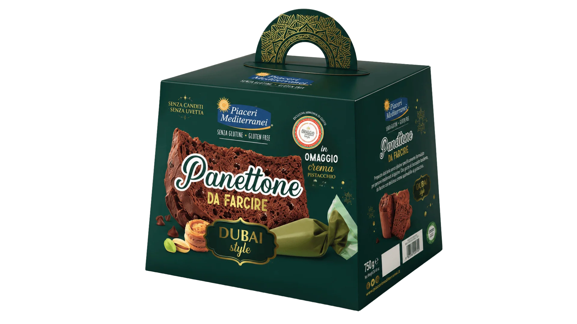 Panettone Sin Gluten "Dubai Style" para Rellenar Piaceri Mediterranei (750g)